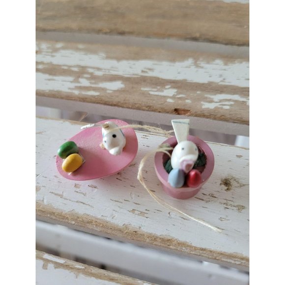 Vintage wooden bird ornament egg Easter Xmas tree - Picture 4 of 6